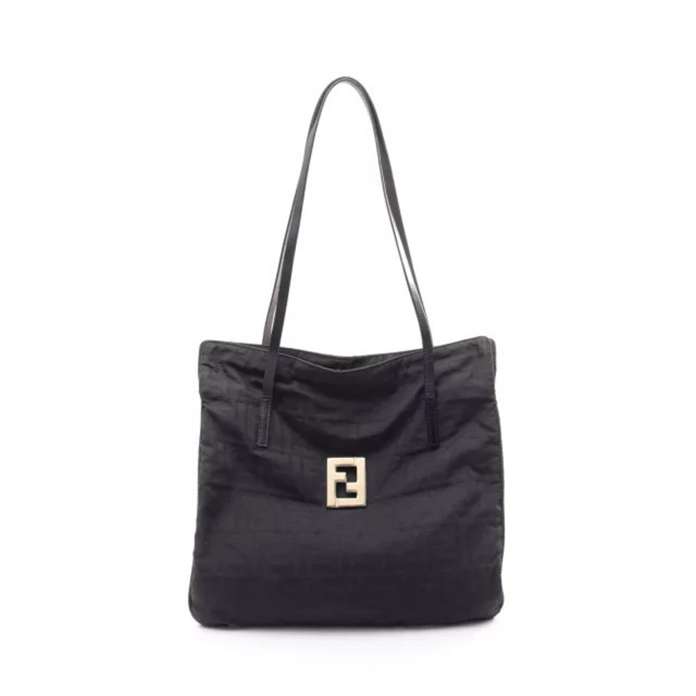 Fendi Zucca Tote Bag Leather Black
